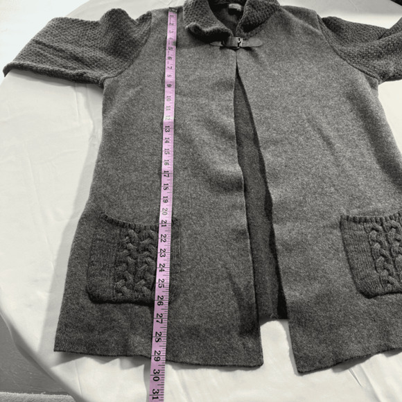 Chiaramente Womens Cardigan Sweater Size XL Grey Open Front Wool Blend - Picture 10 of 11